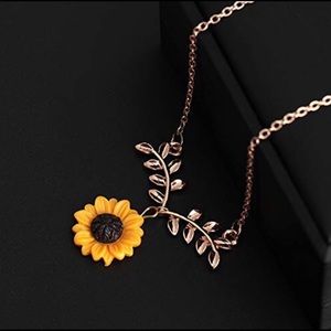 Sunflower leaf pendant necklace